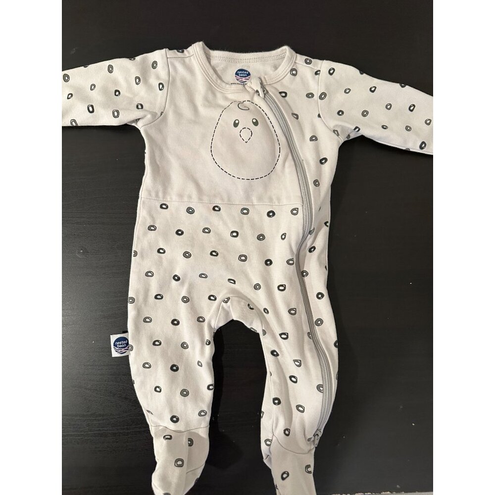 Nested Bean Footie PJ - light gray with dots